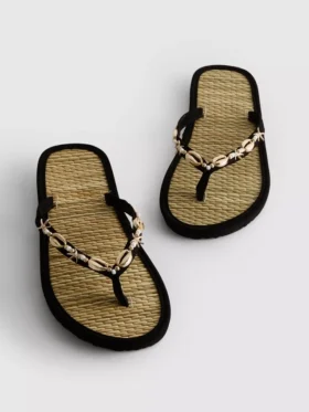 Teenslippers met zeegras-effect