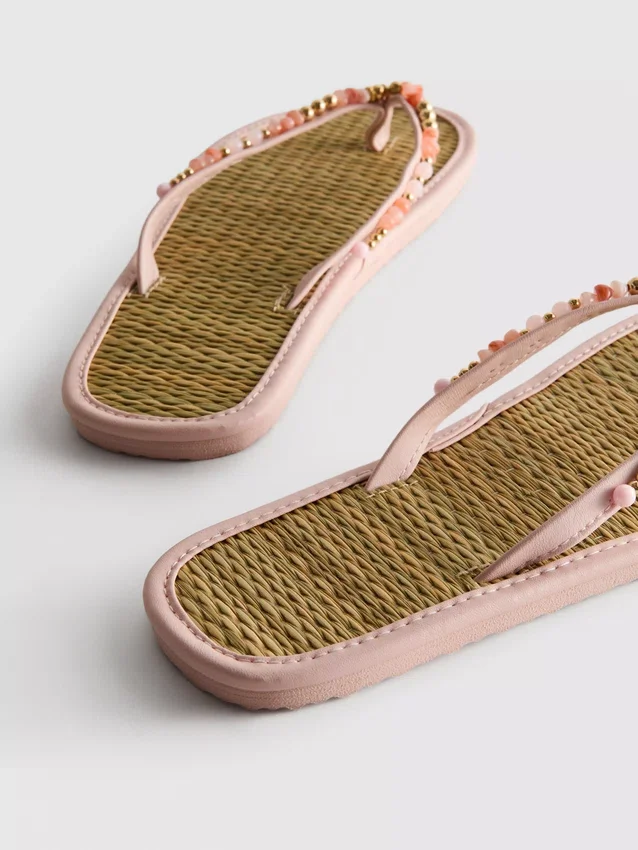 Teenslippers met zeegras-effect