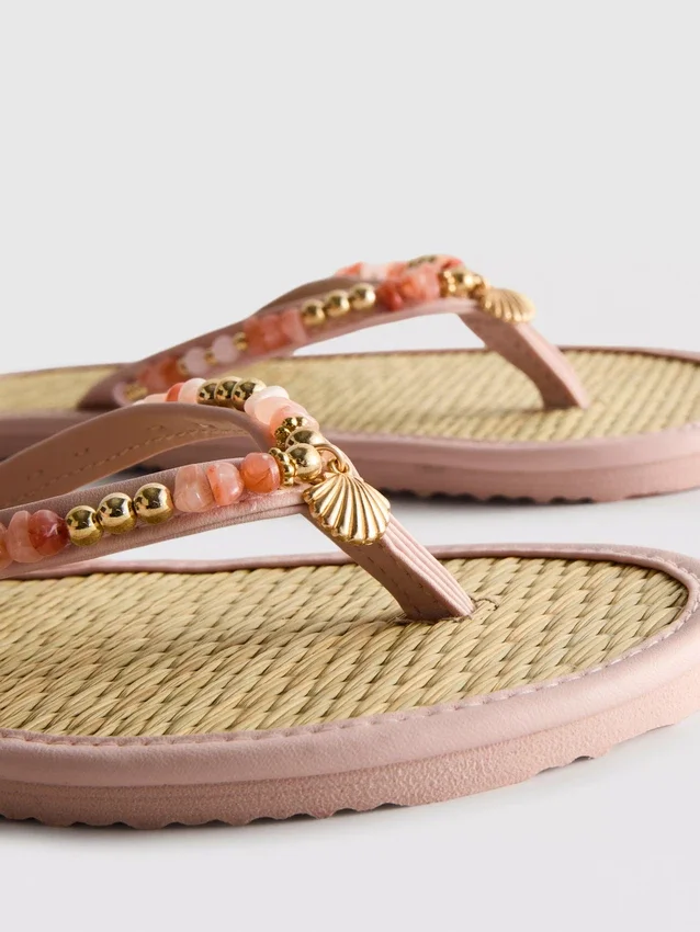 Teenslippers met zeegras-effect
