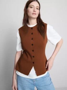 The Edit gebreide tanktop met knoopsluiting