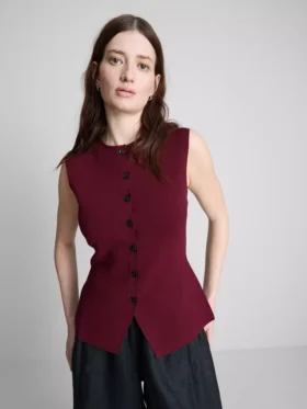 The Edit gebreide tanktop met knoopsluiting