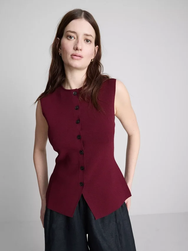 The Edit gebreide tanktop met knoopsluiting