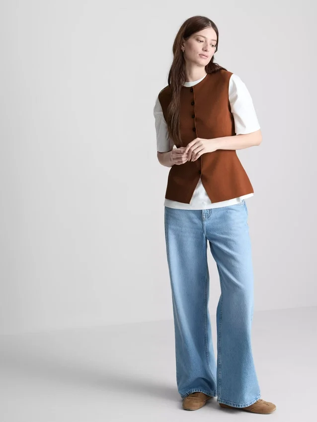The Edit gebreide tanktop met knoopsluiting
