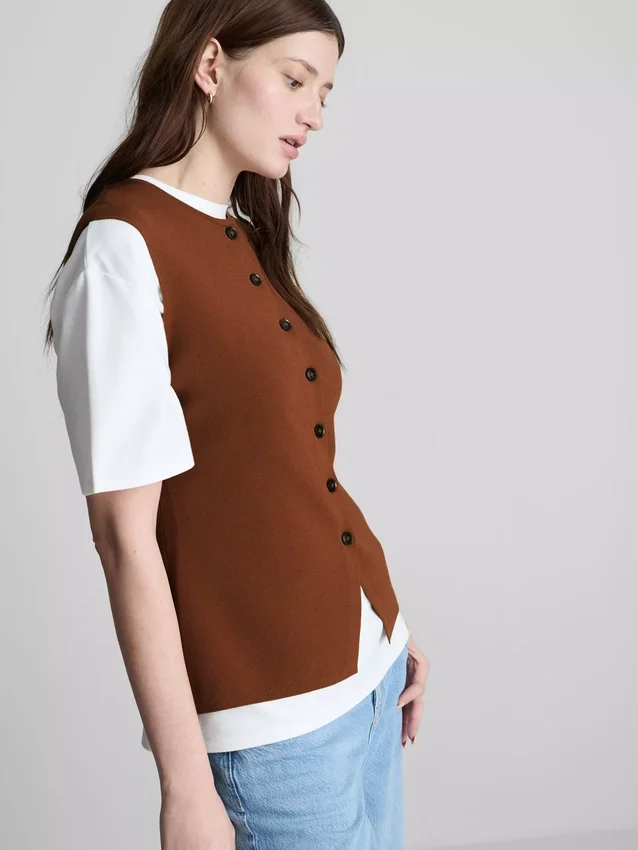 The Edit gebreide tanktop met knoopsluiting