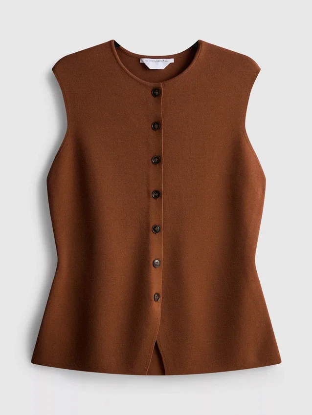 The Edit gebreide tanktop met knoopsluiting