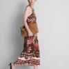 The Edit halter midi-jurk van een linnenmix met print