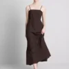 The Edit midi-jurk van linnenmix met gelaagde rok