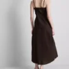 The Edit midi-jurk van linnenmix met gelaagde rok