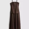 The Edit midi-jurk van linnenmix met gelaagde rok