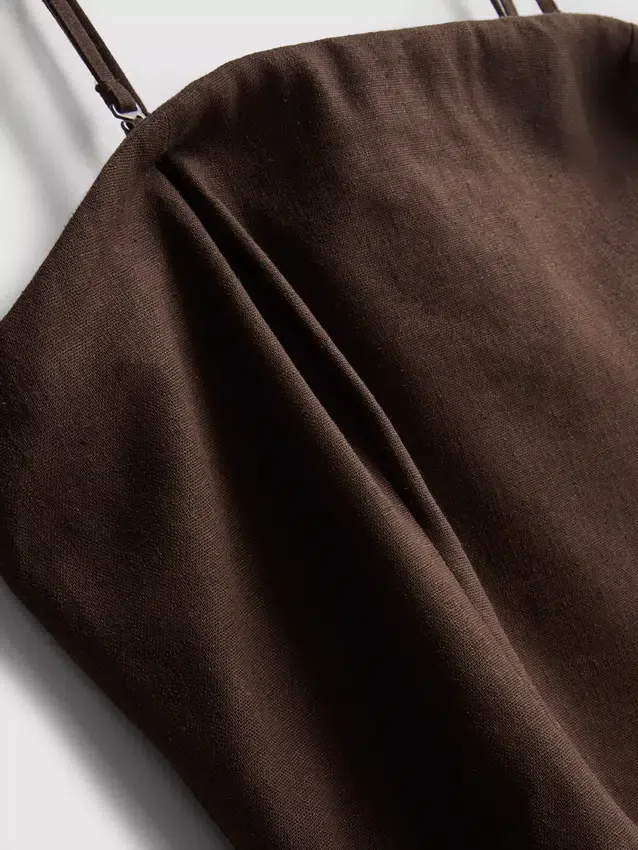 The Edit midi-jurk van linnenmix met gelaagde rok