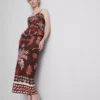 The Edit midi-rok van linnenmix met print