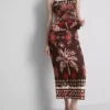 The Edit midi-rok van linnenmix met print