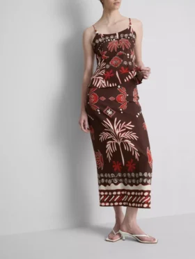 The Edit midi-rok van linnenmix met print