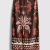 The Edit midi-rok van linnenmix met print