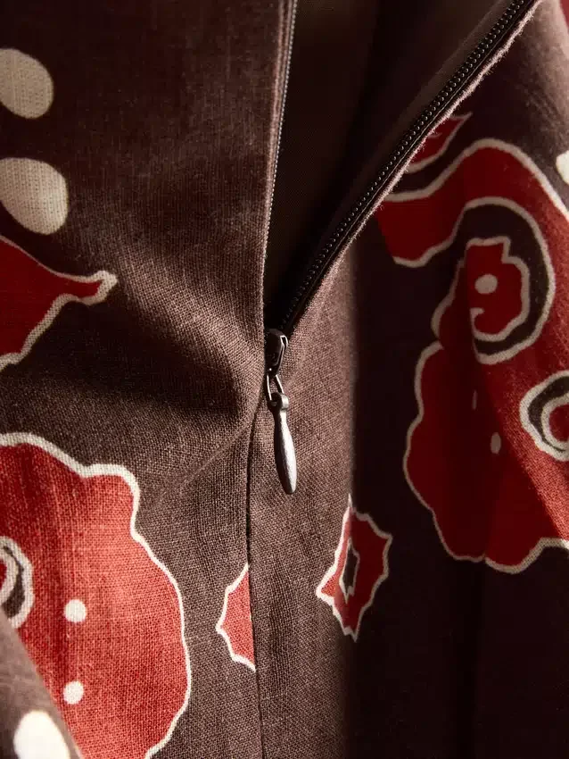 The Edit midi-rok van linnenmix met print