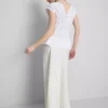 The Edit popeline top met gerimpelde V-hals