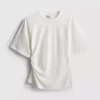 The Edit T-shirt met ruches en asymmetrische snit