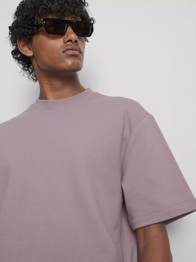 The Edit T-shirt van katoen met textuur