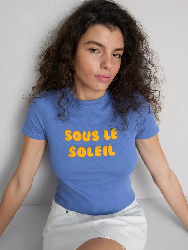 The Primark Scene | katoenen T-shirt met reliëfprint