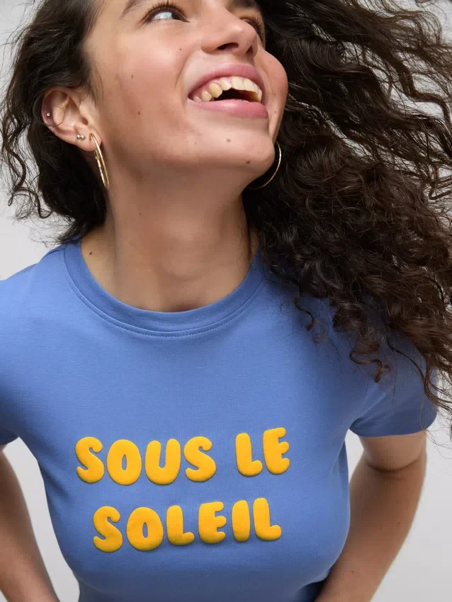 The Primark Scene | katoenen T-shirt met reliëfprint