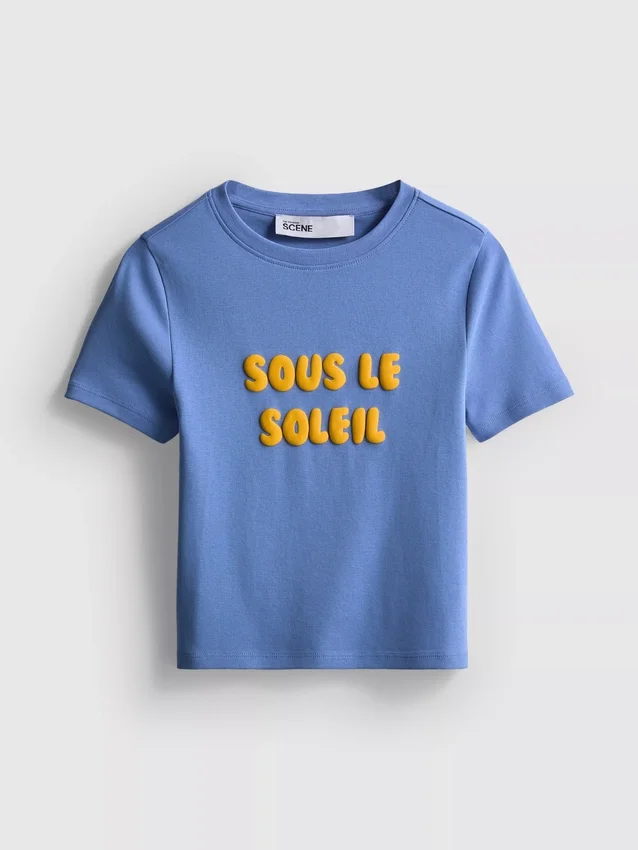 The Primark Scene | katoenen T-shirt met reliëfprint