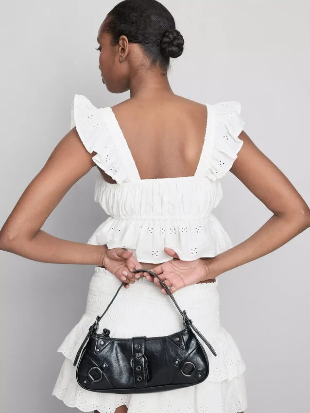 The Primark Scene | Korte top van katoen met oogjes en ruches