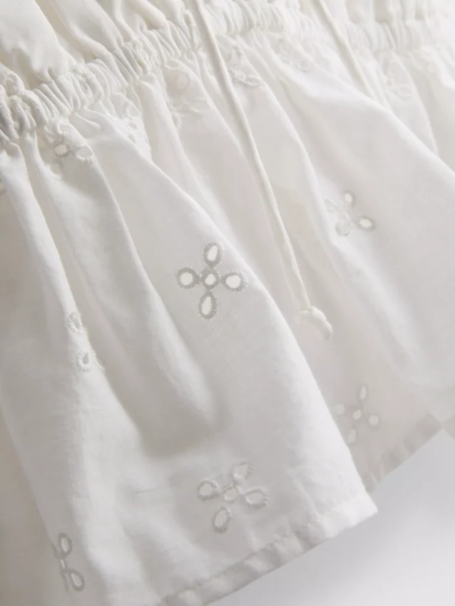 The Primark Scene | Korte top van katoen met oogjes en ruches