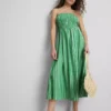 The Primark Scene | Midi-jurk met gerimpelde strepen en bandeau-top