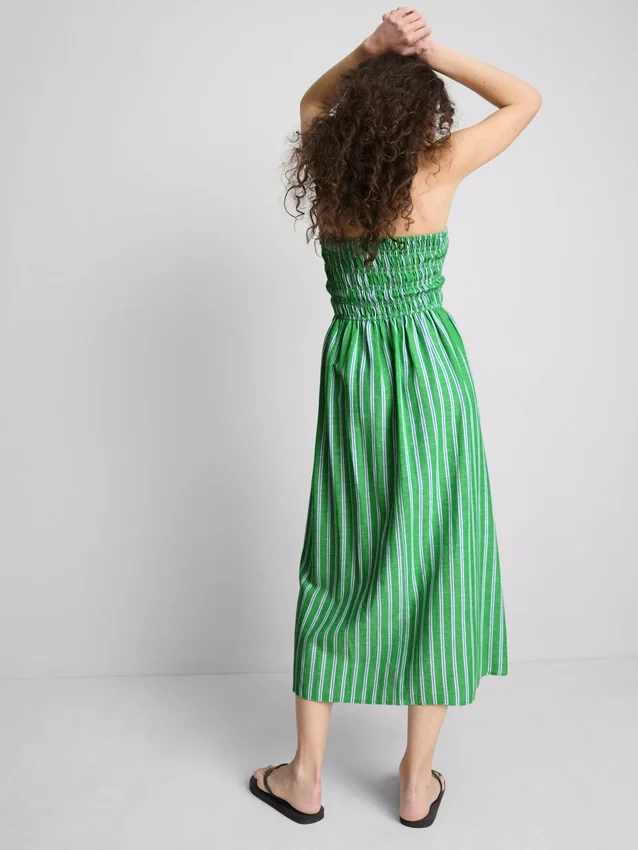The Primark Scene | Midi-jurk met gerimpelde strepen en bandeau-top