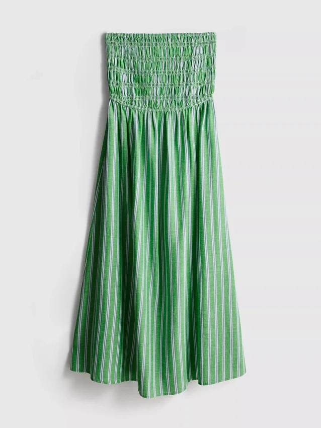 The Primark Scene | Midi-jurk met gerimpelde strepen en bandeau-top