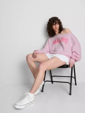 The Primark Scene | Sweatshirt met slogan en blote schouders