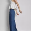 Trainingsbroek met wijde pijpen van katoenen denim