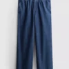 Trainingsbroek met wijde pijpen van katoenen denim