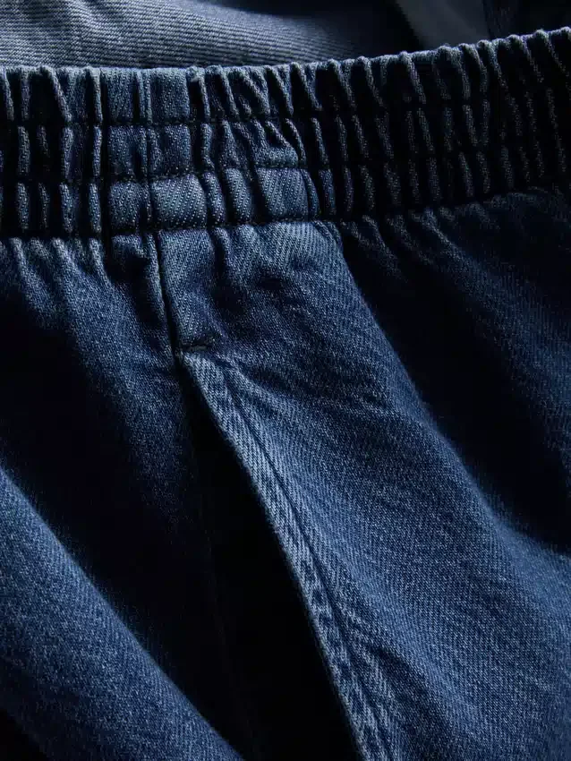 Trainingsbroek met wijde pijpen van katoenen denim