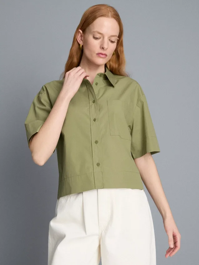 Ultiem katoen boxy-shirt met korte mouwen
