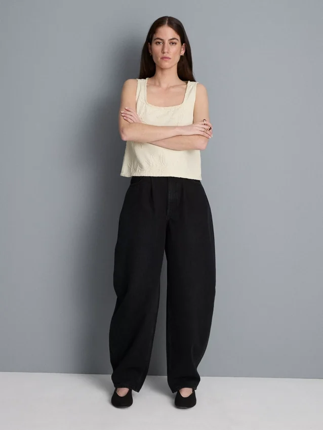 Ultieme katoenen denim Jeans met wijd uitlopende pijpen