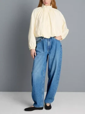 Ultieme katoenen denim Jeans met wijd uitlopende pijpen