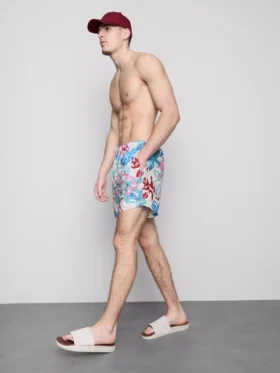 Zwemshort met bloemenprint en graffitidetails