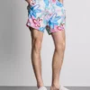 Zwemshort met bloemenprint en graffitidetails