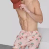 Zwemshort met flamingoprint en structuur