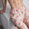 Zwemshort met flamingoprint en structuur