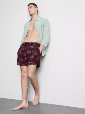 Zwemshort met geborduurde palmboom