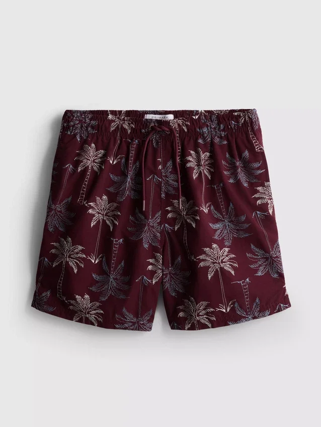 Zwemshort met geborduurde palmboom