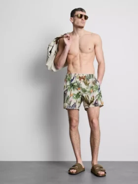 Zwemshort met jungleprint en structuur