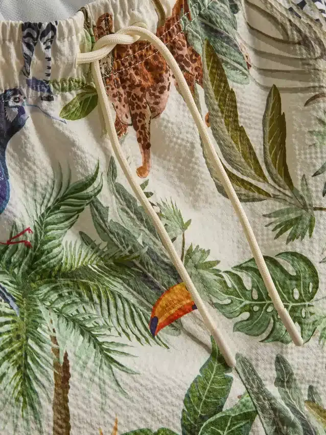 Zwemshort met jungleprint en structuur