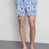 Zwemshort met textuur van mediterrane tegels