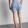 Zwemshort met textuur van mediterrane tegels