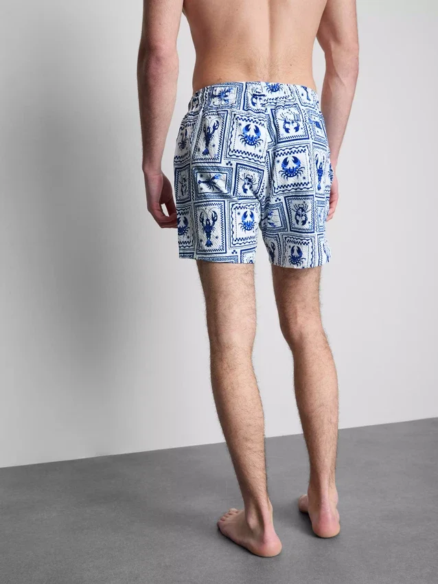Zwemshort met textuur van mediterrane tegels
