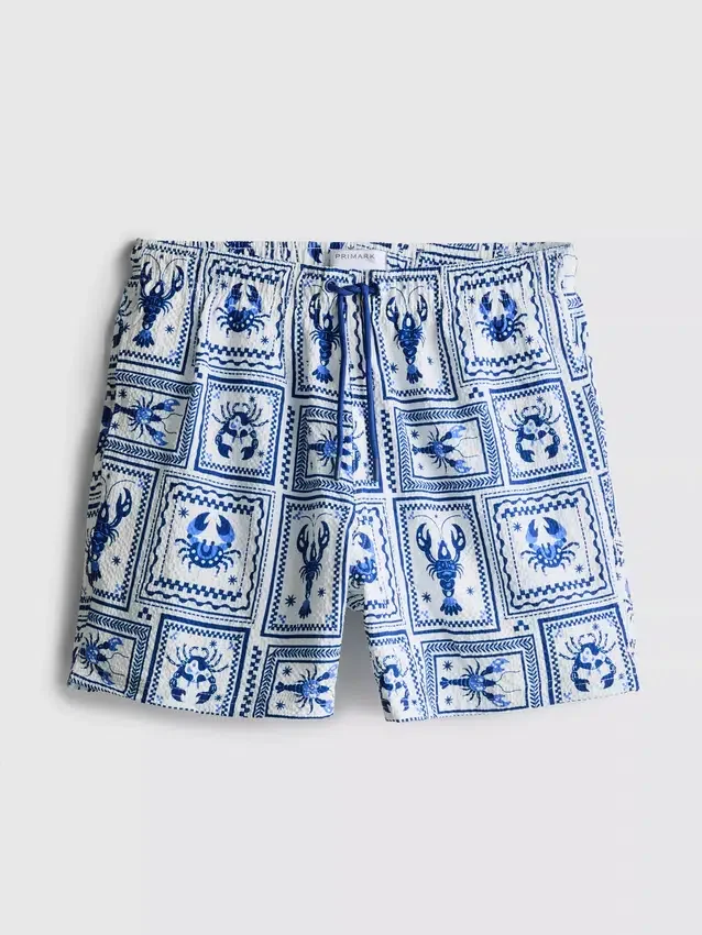 Zwemshort met textuur van mediterrane tegels