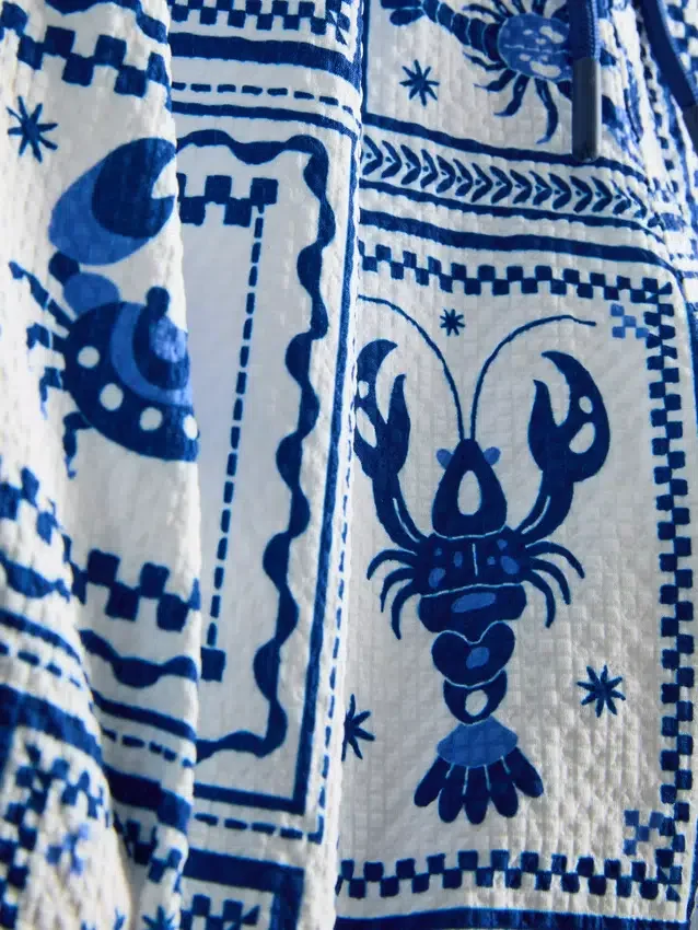Zwemshort met textuur van mediterrane tegels
